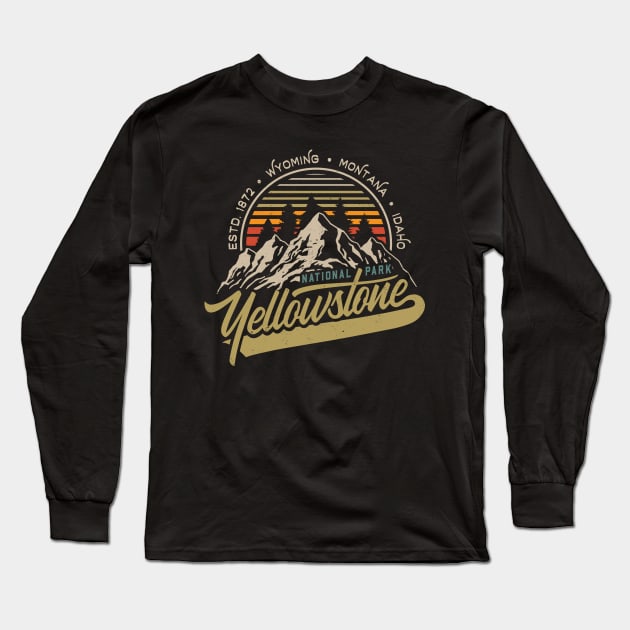 Yellowstone National Park Hiking Camping Long Sleeve T-Shirt by MarkusShirts